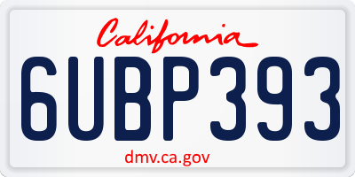 CA license plate 6UBP393