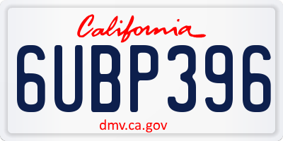 CA license plate 6UBP396