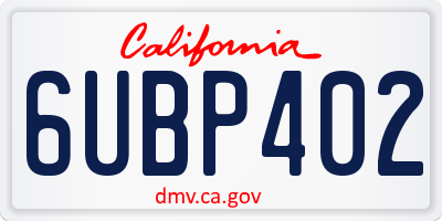CA license plate 6UBP402