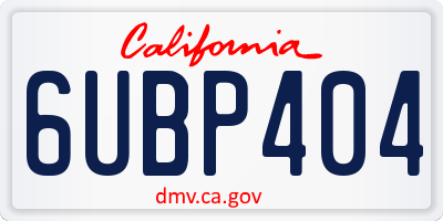 CA license plate 6UBP404