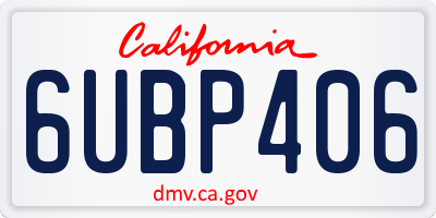CA license plate 6UBP406