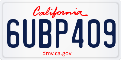 CA license plate 6UBP409