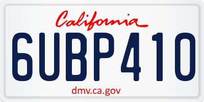 CA license plate 6UBP410
