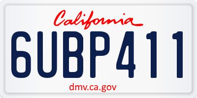 CA license plate 6UBP411