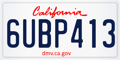 CA license plate 6UBP413