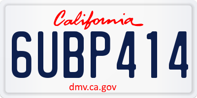 CA license plate 6UBP414