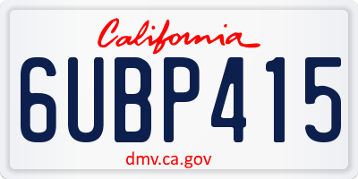 CA license plate 6UBP415