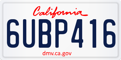 CA license plate 6UBP416