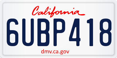 CA license plate 6UBP418
