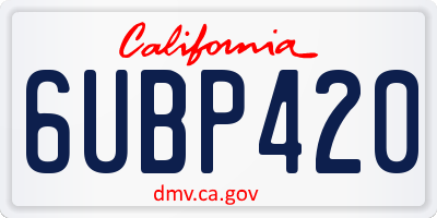 CA license plate 6UBP420