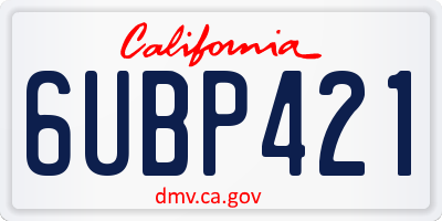 CA license plate 6UBP421