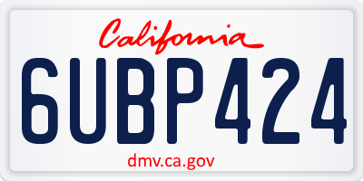 CA license plate 6UBP424