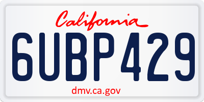 CA license plate 6UBP429