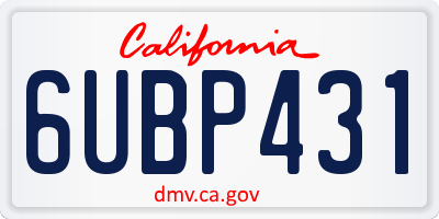 CA license plate 6UBP431