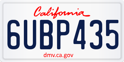 CA license plate 6UBP435
