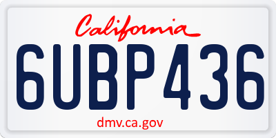 CA license plate 6UBP436