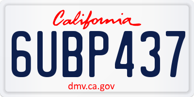 CA license plate 6UBP437