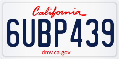 CA license plate 6UBP439