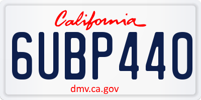 CA license plate 6UBP440