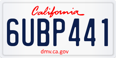 CA license plate 6UBP441