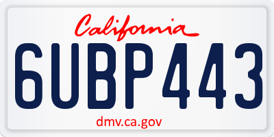 CA license plate 6UBP443