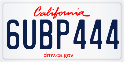 CA license plate 6UBP444