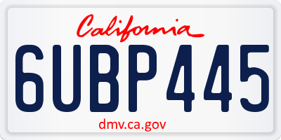 CA license plate 6UBP445