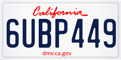 CA license plate 6UBP449