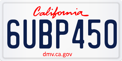 CA license plate 6UBP450