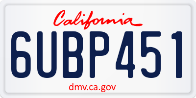 CA license plate 6UBP451