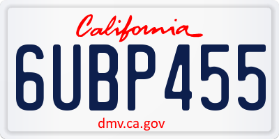 CA license plate 6UBP455