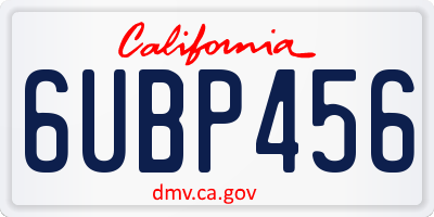 CA license plate 6UBP456
