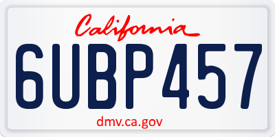 CA license plate 6UBP457
