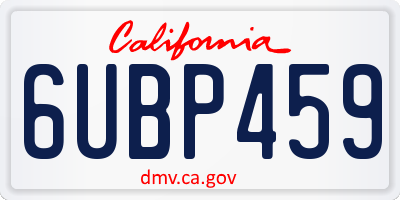 CA license plate 6UBP459
