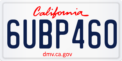 CA license plate 6UBP460