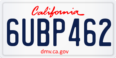 CA license plate 6UBP462