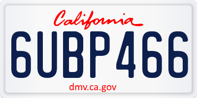 CA license plate 6UBP466
