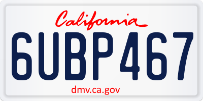CA license plate 6UBP467