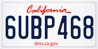 CA license plate 6UBP468