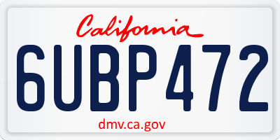 CA license plate 6UBP472