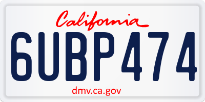 CA license plate 6UBP474