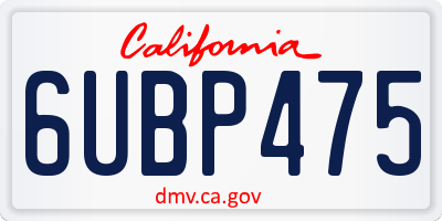 CA license plate 6UBP475