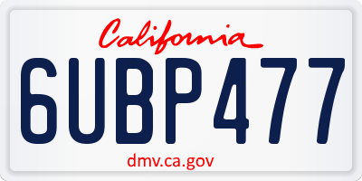 CA license plate 6UBP477