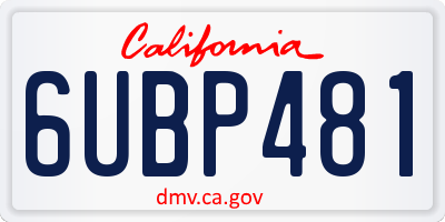 CA license plate 6UBP481