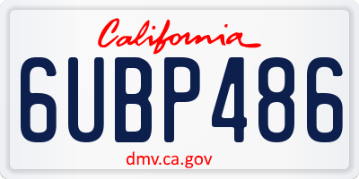 CA license plate 6UBP486