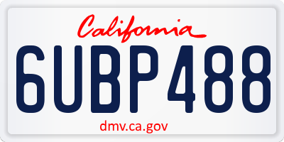 CA license plate 6UBP488