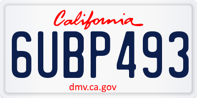CA license plate 6UBP493