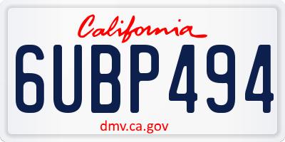 CA license plate 6UBP494