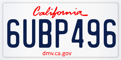 CA license plate 6UBP496