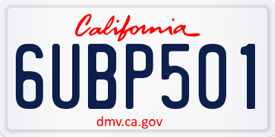 CA license plate 6UBP501